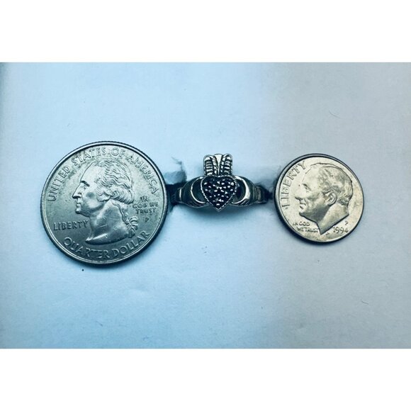 Estate Sterling Silver 925 Claddagh Ring Heart & Crown Design, Size 7, 2.5g - Picture 8 of 9